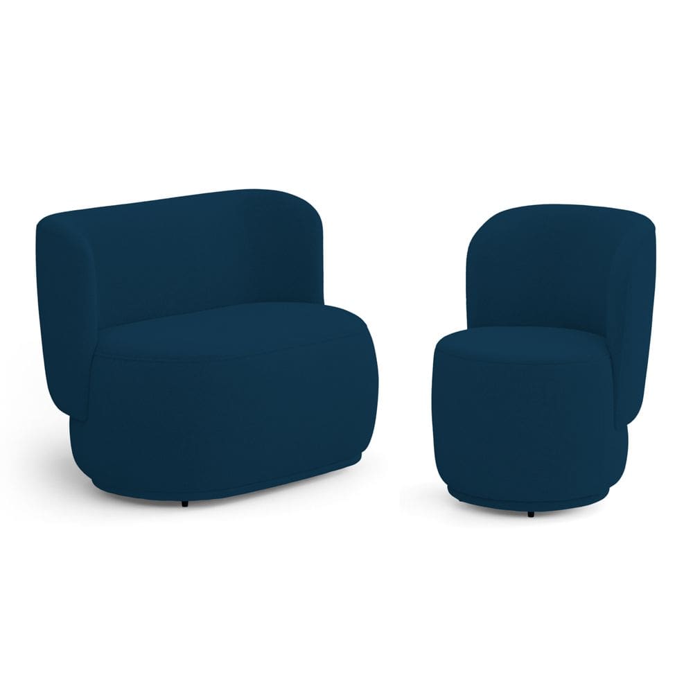 Poltrona e Namoradeira Orgânica Molly Bouclê Azul Marinho - Desk Design