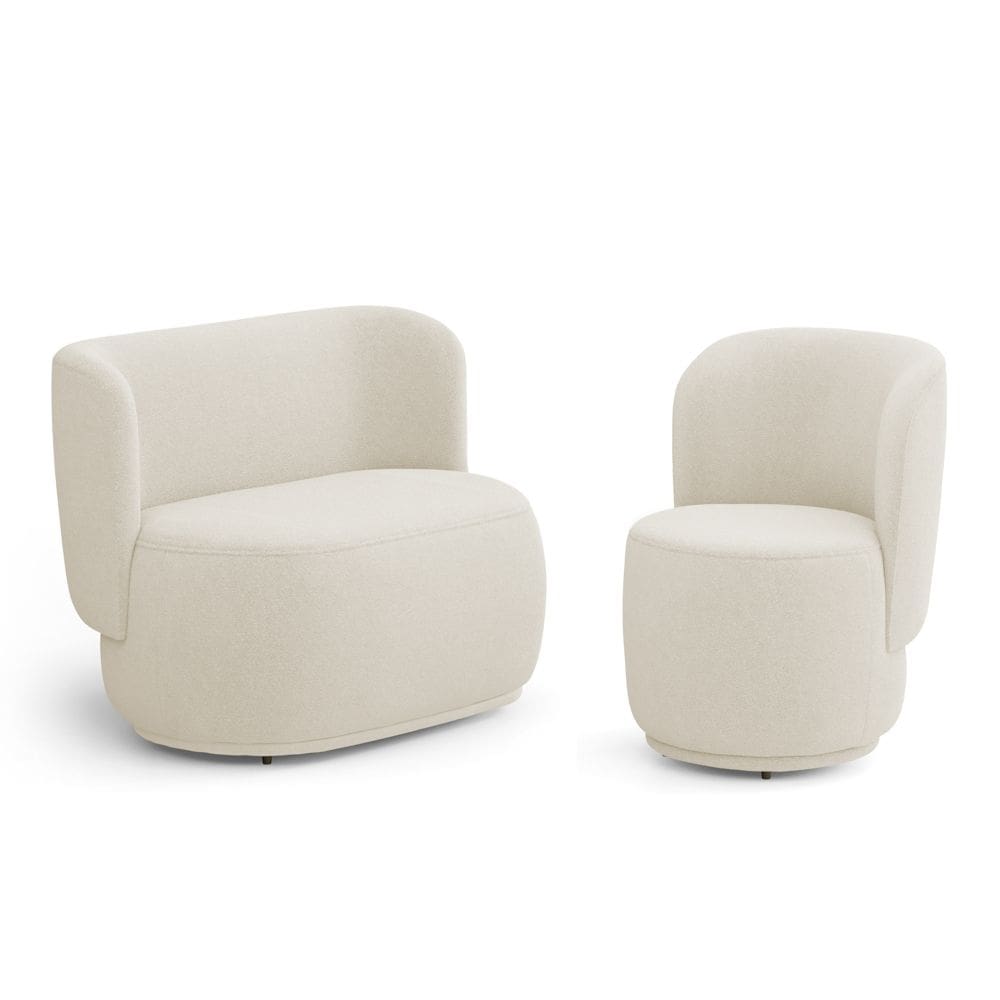 Poltrona e Namoradeira Orgânica Molly Bouclê Bege - Desk Design