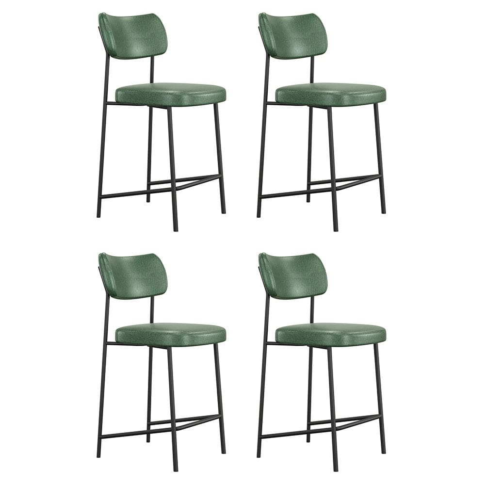 Kit 04 Banquetas Médias Para Cozinha Lila Estofada com Encosto Couríssimo Verde - Desk Design