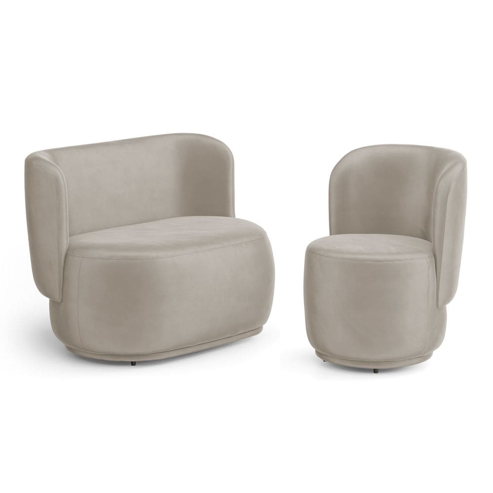 Poltrona e Namoradeira Orgânica Molly Veludo Bege - Desk Design