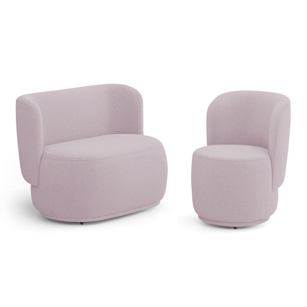 Poltrona e Namoradeira Orgânica Molly Bouclê Rosé - Desk Design