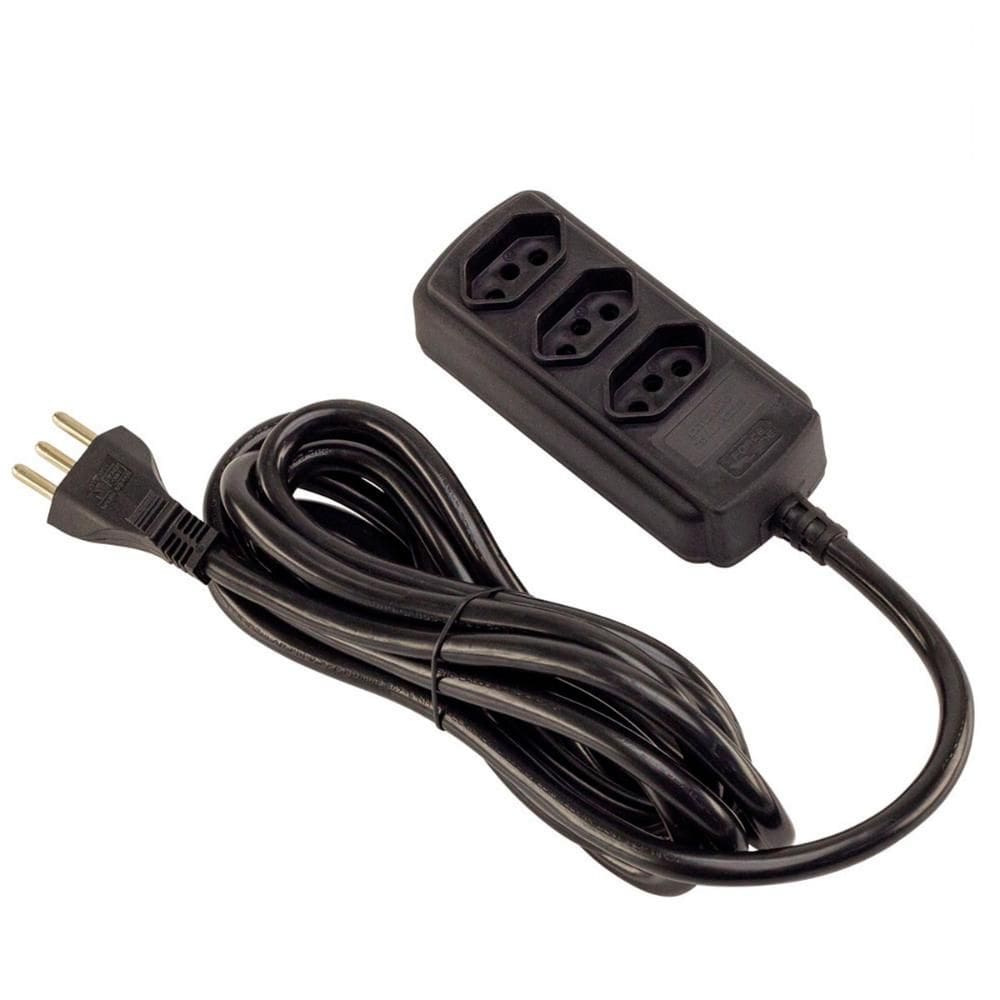 Extensão Forceline Multipla com 3 tomadas - 3 Metros - 20A - Padrão 3 pinos - Preto - 0180200332