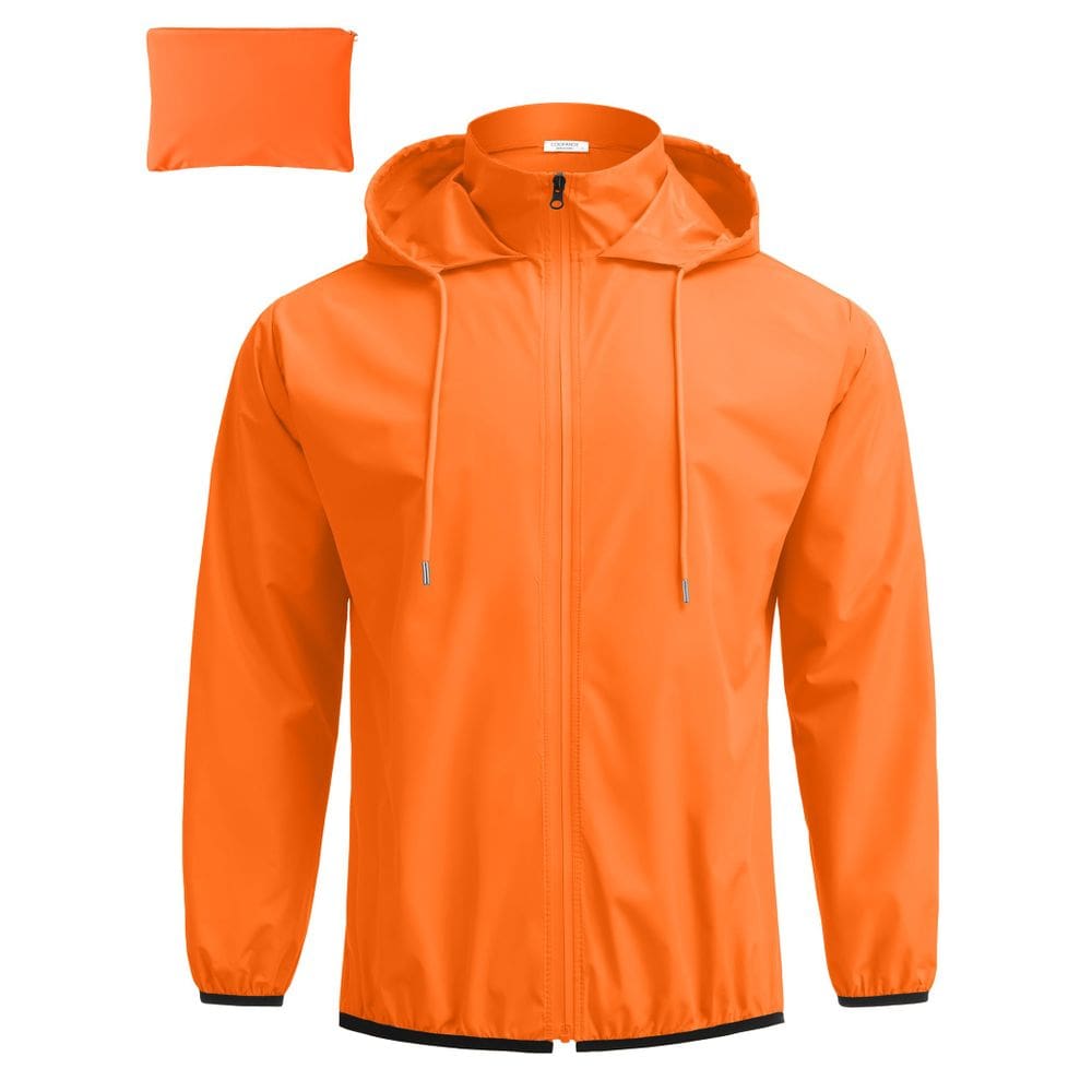 Casaco de chuva COOFANDY impermeável com capuz para homens laranja XL
