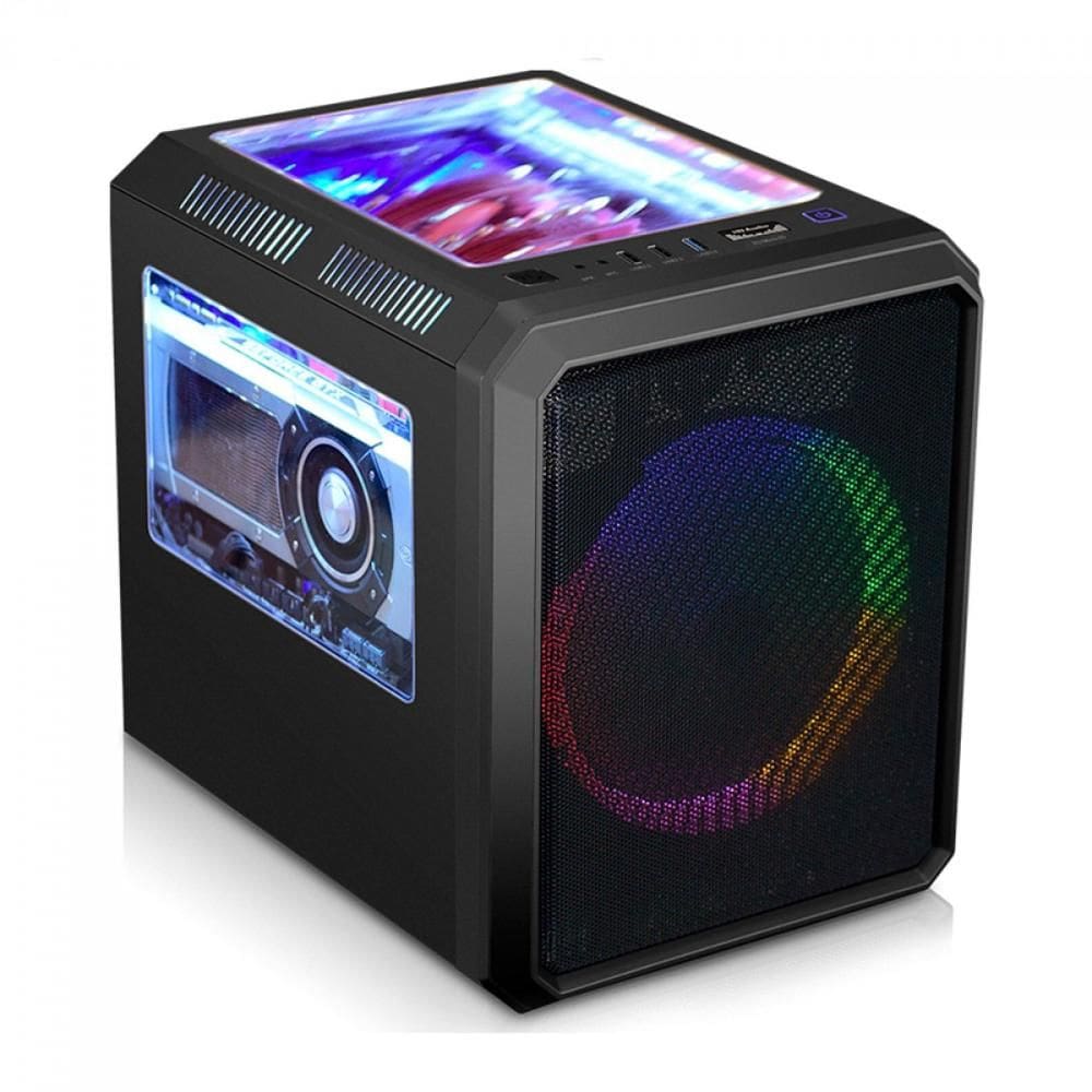 Gabinete Gamer K-Mex Microcraft 03RC - Design Compacto - Micro-ATX - Cooler RGB Incluso - Preto