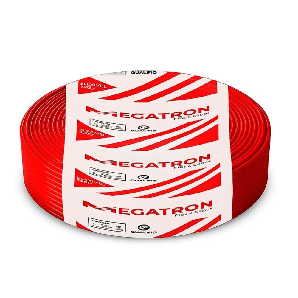 Cabo Flexível 2.5mm Megatron - Rolo de 100 Metros - Antichamas - Vermelho