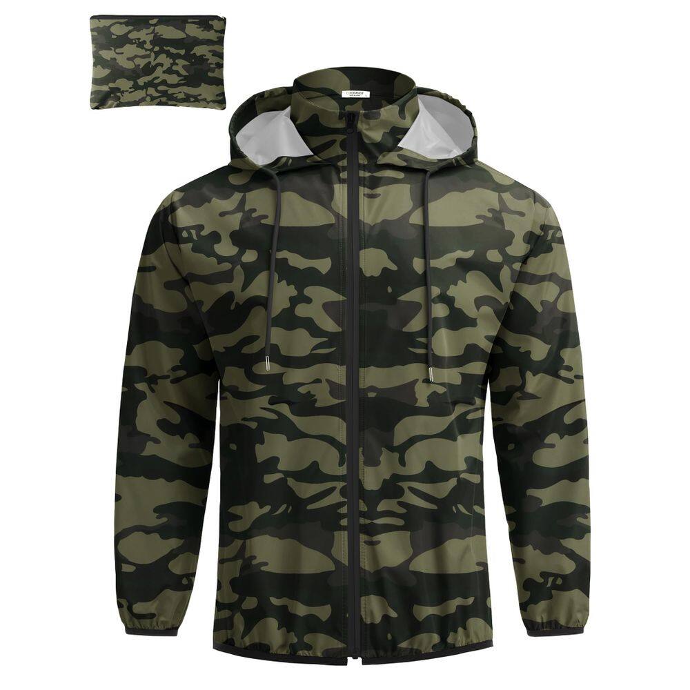 Capa de chuva COOFANDY Jaqueta de chuva impermeável para homens Camo S