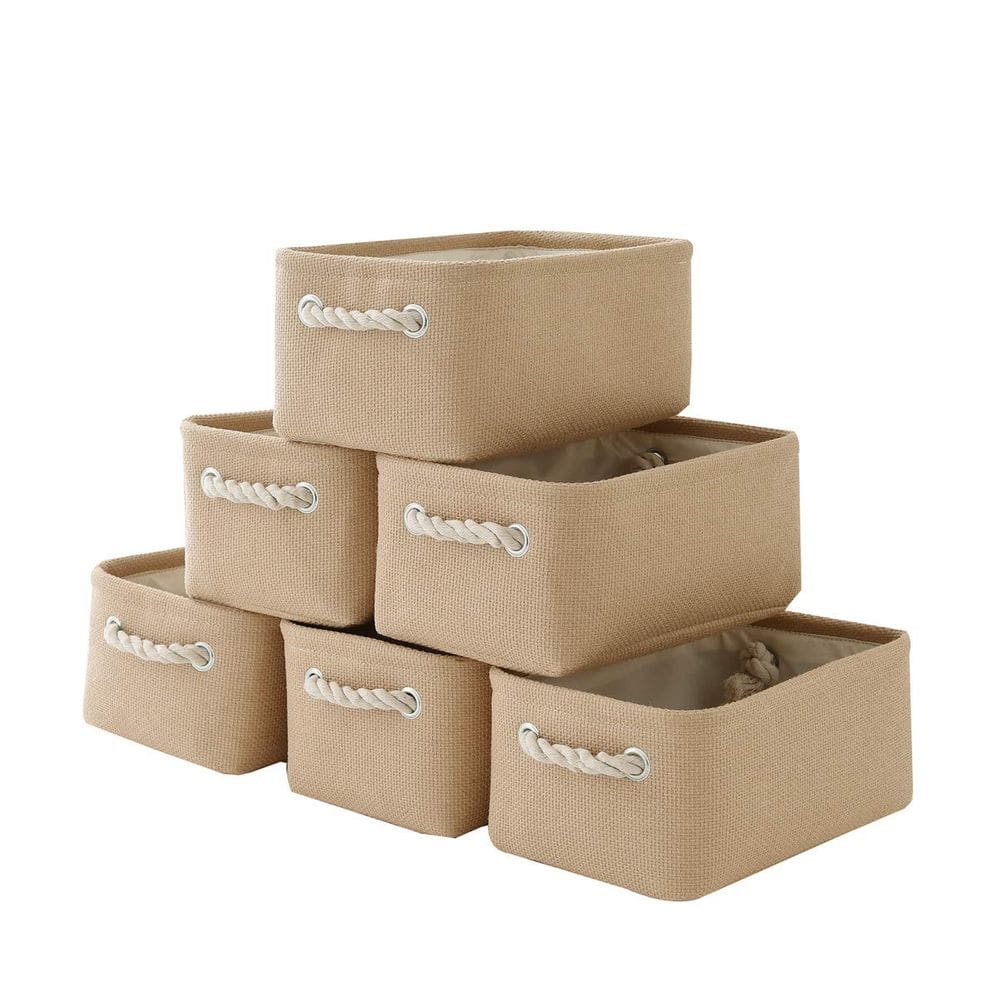 Cesta de armazenamento TheWarmHome Organizing, pacote com 6 unidades, 30x20x13 cm, bege