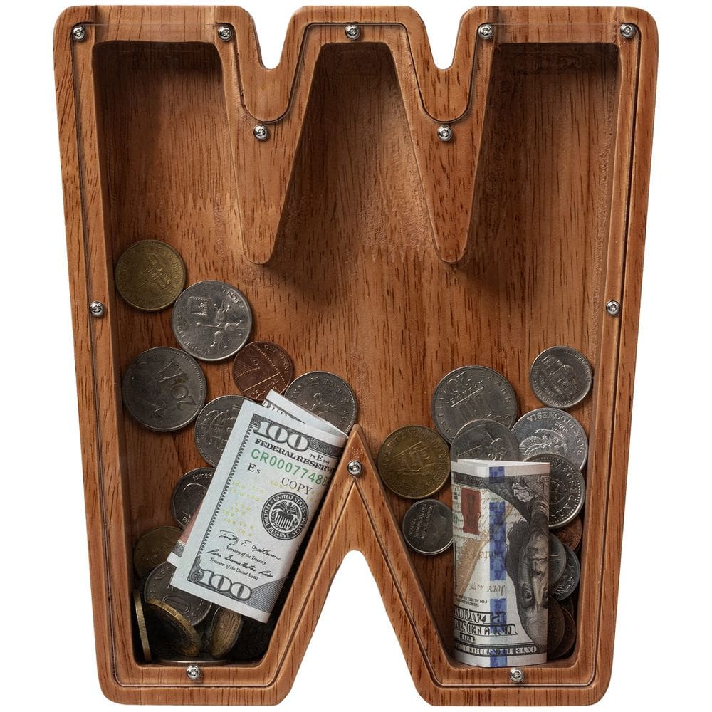 Piggy Bank ladenk 30 cm Extra Large Wooden Kids Letter W