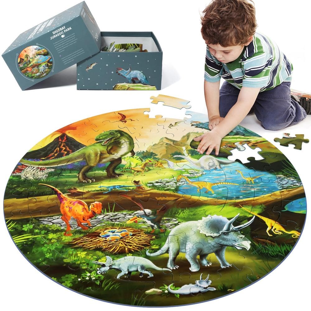 Quebra-cabeça de chão DIGOBAY Dinosaur 70 peças para crianças de 3 a 8 anos