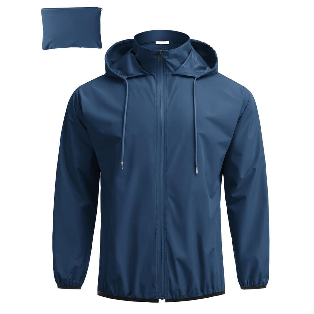 Casaco de chuva COOFANDY leve impermeável azul marinho 3XL masculino