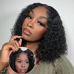 Peruca GIESWY Wear and Go sem cola 4x4 Kinky Curly Bob 35cm