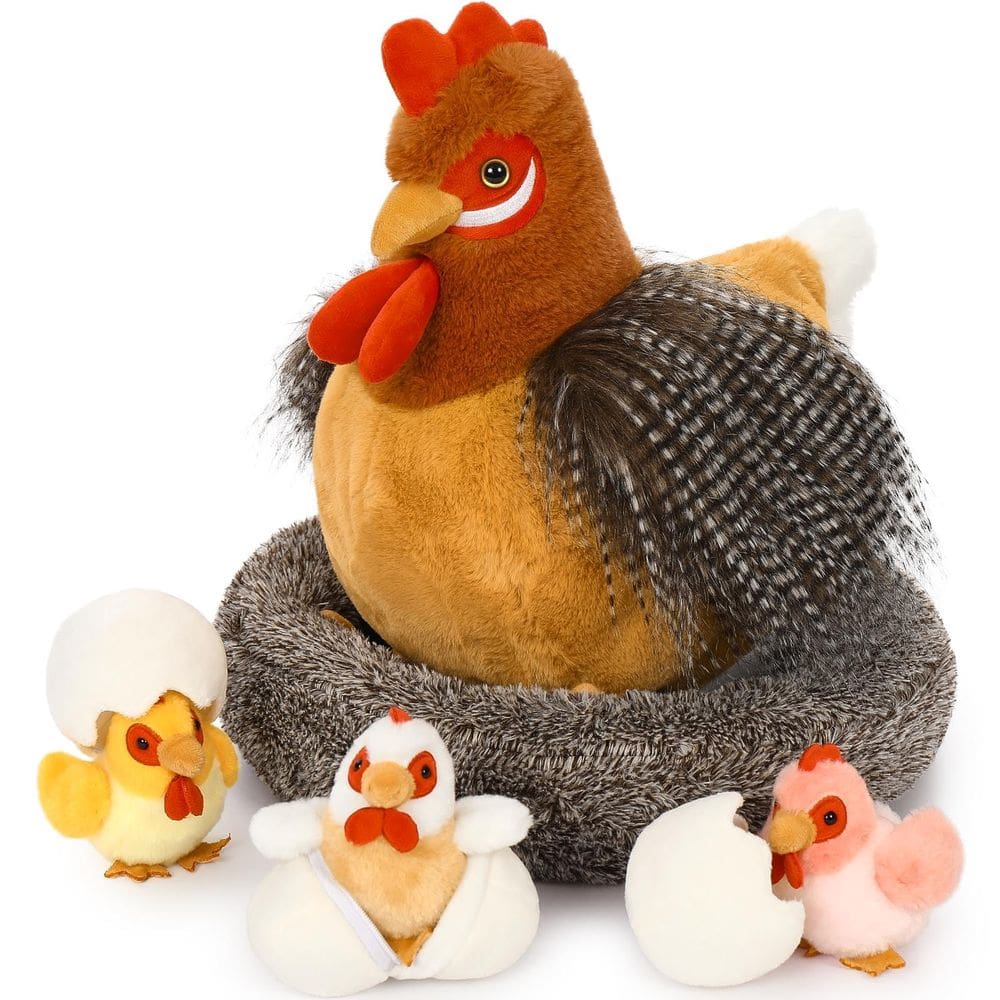 Conjunto de 8 unidades de frango MaoGolan com bebês e ovos de pelúcia