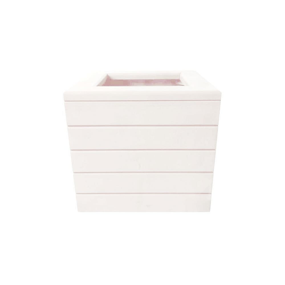 Vaso Madeira Rústico com Borda Não é Segredo Branco Rodinha 40x42