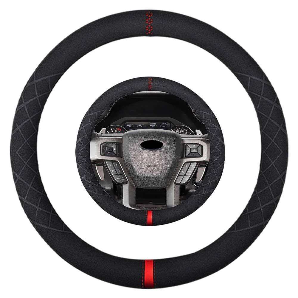 Capa de volante K LAKEY em couro de camurça para Ford 39cm