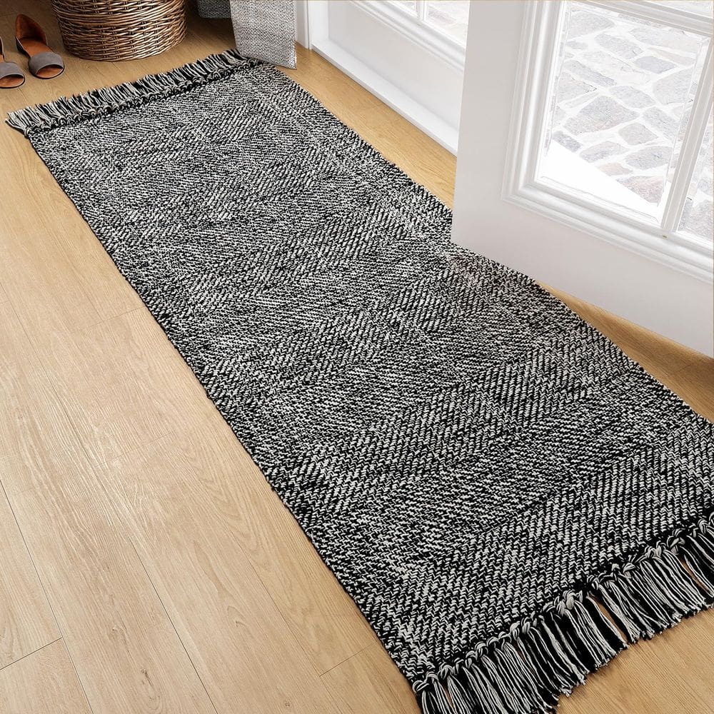 Tapete Runner Collive Hallway, macio, lavável, 60x150cm, preto