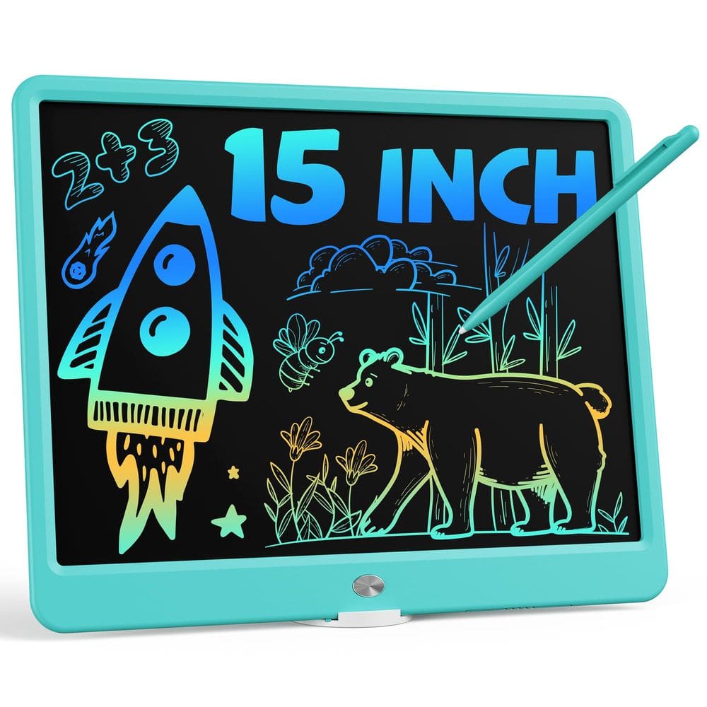 Tablet de escrita LCD Bravokids de 15 polegadas para crianças de 3 anos, azul