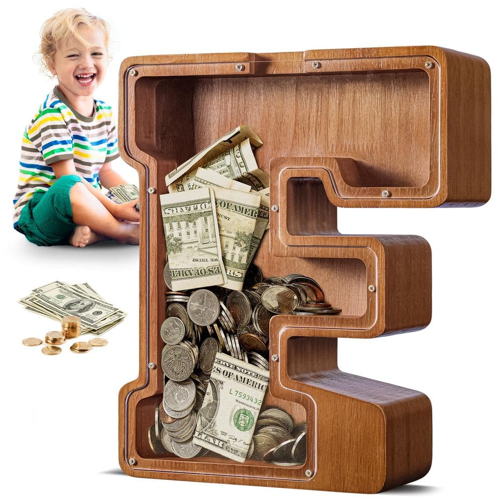 Letra grande de madeira A-Z do Piggy Bank Summidate para crianças/adultos