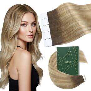 Fita adesiva em extensões de cabelo Ugeat Castanho escuro a castanho claro 50g