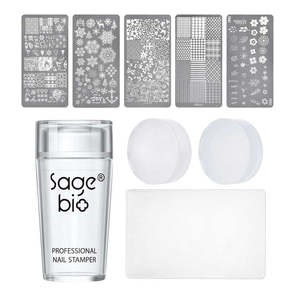 Estampador de arte de unhas SAGEBIO Clear Silicone com raspador