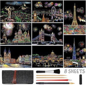 Kit de pintura Scratch Art MIASTAR Rainbow com 8 folhas A4