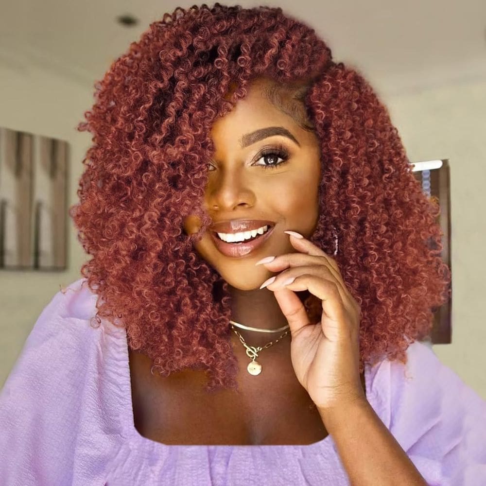 Cabelo de crochê COOKOO Pre-Looped Ginger Yanky Twist 25cm 8x30