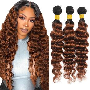 Pacotes de cabelo Fridnae Ombre Deep Wave 1B30 66-71-76cm 300g