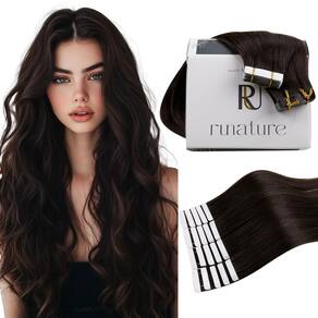 Extensões de cabelo RUNATURE Tape in Human Hair 14 cm, marrom escuro