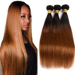 Pacotes de cabelo Fridnae Ombre Brown Straight 3 pacotes 56-66cm