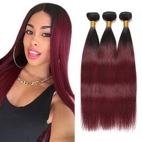 Pacotes de cabelo Biottihair Ombre Straight Burgundy 56-66cm 1B99J