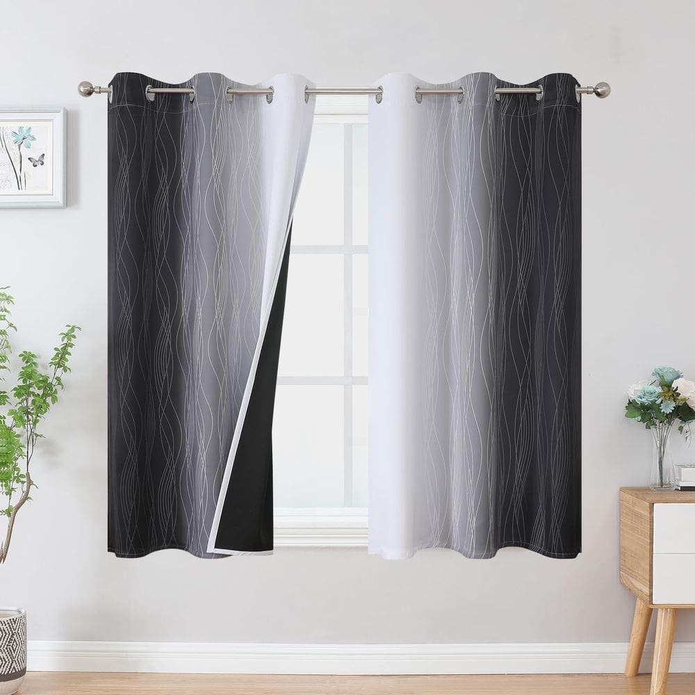 Cortinas Blackout Estelar Textiler preto/branco acinzentado 115x114cm