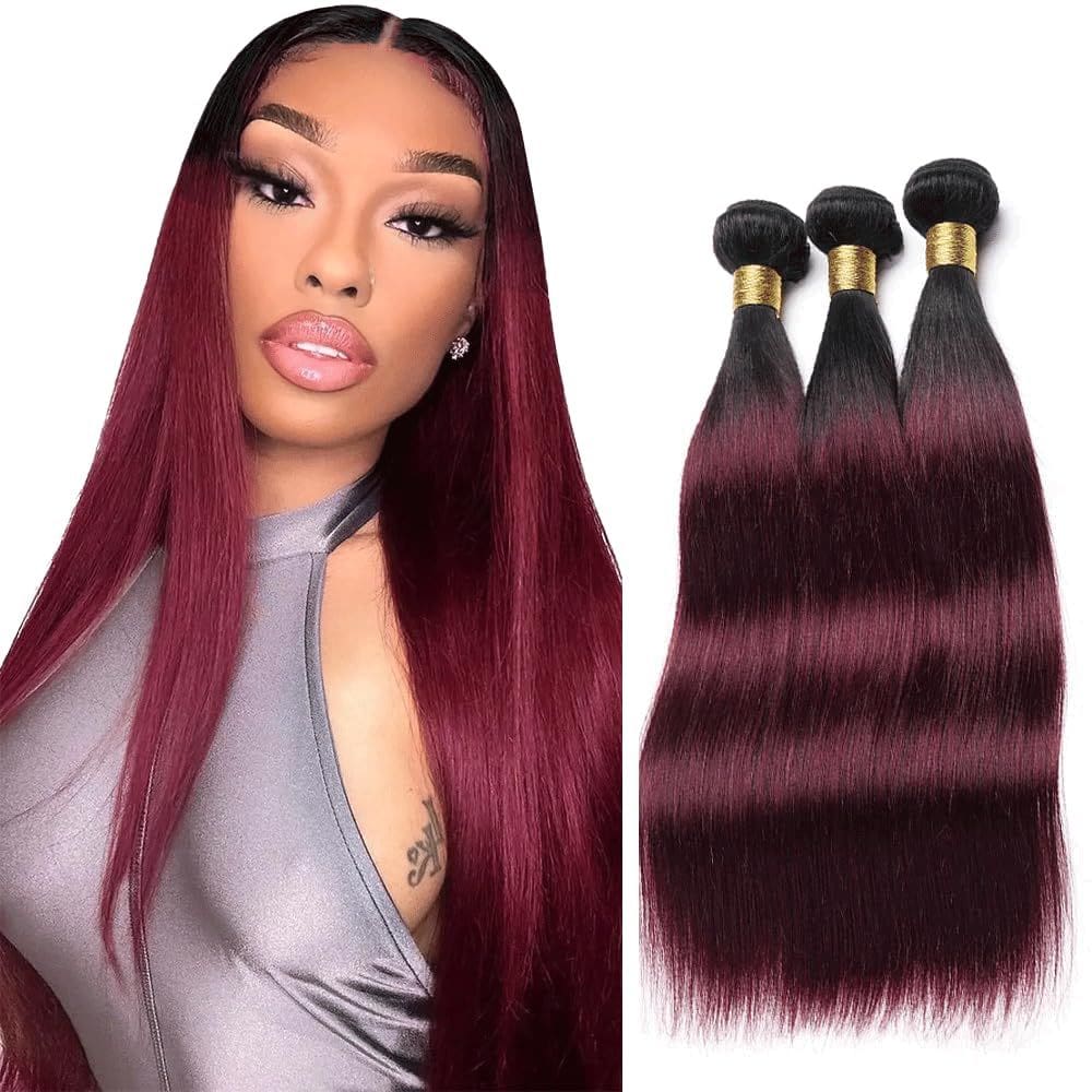 Pacotes de cabelo Raivide 1B99J Burgundy Straight Human Hair