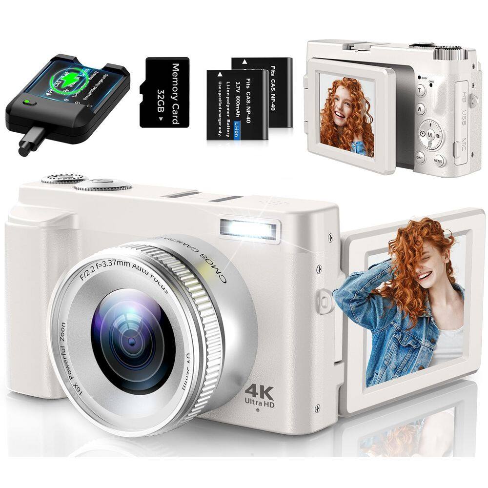 Câmera digital JGIPL 4K UHD 48MP 16X Zoom 180°, tela giratória