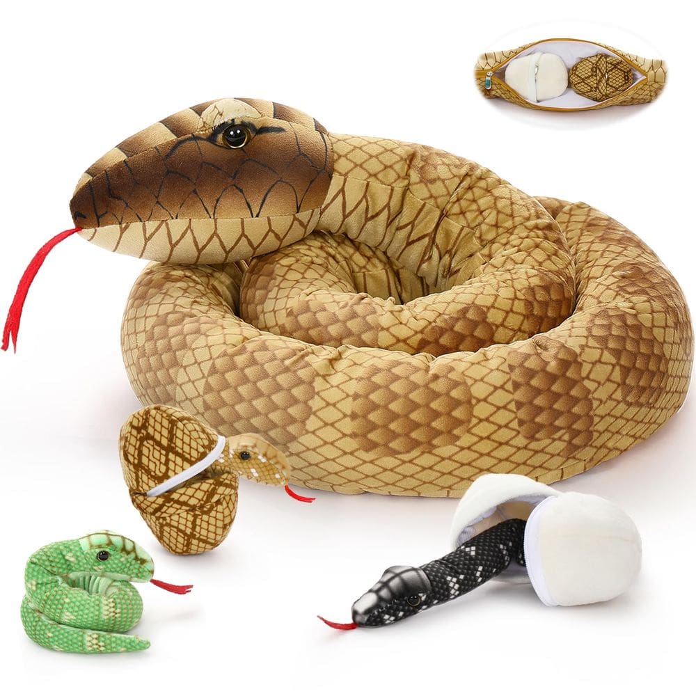 Jibóia de pelúcia Tezituor Snake Boia Constrictor com bebês de 2 m