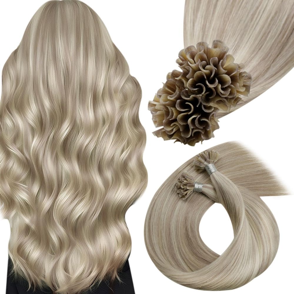 Extensões de cabelo Hetto U Tip Human Hair Remy Ash Blonde 50g