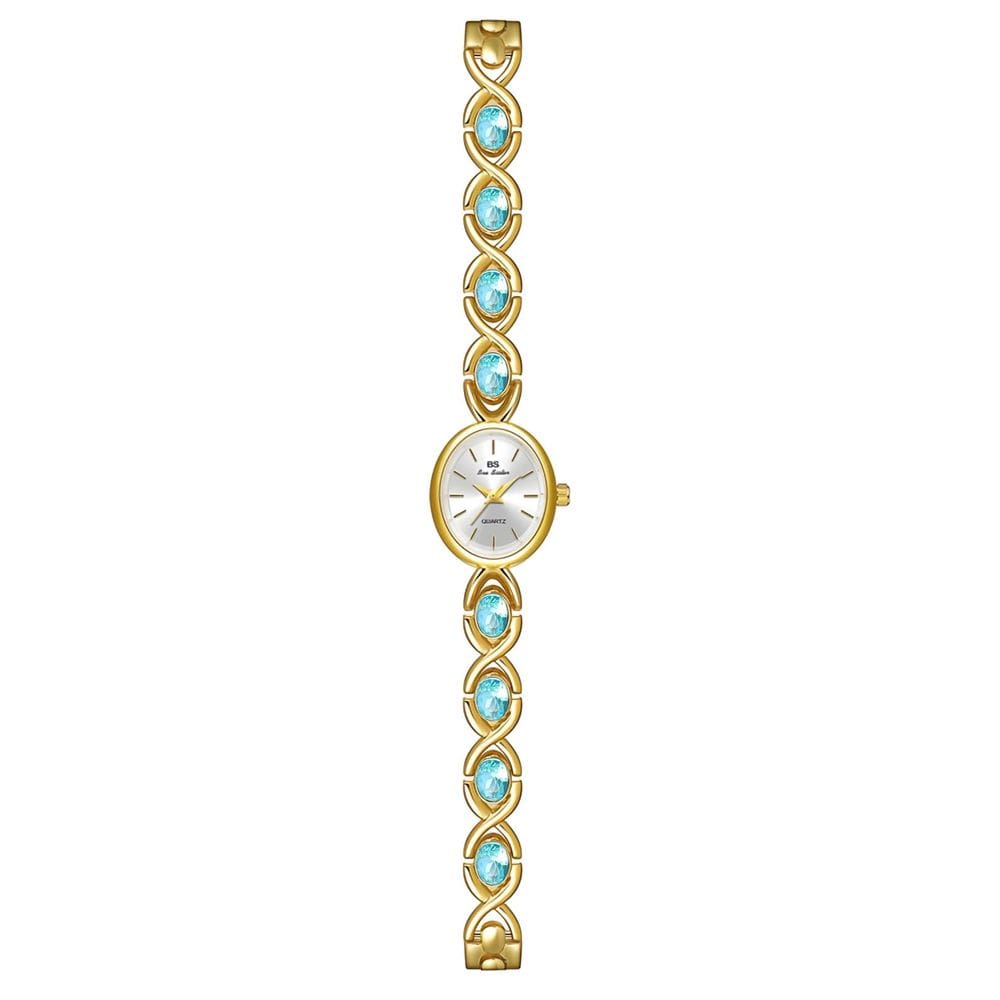 Relógio oval de cristal colorido vintage MASTOP Luxury para mulheres