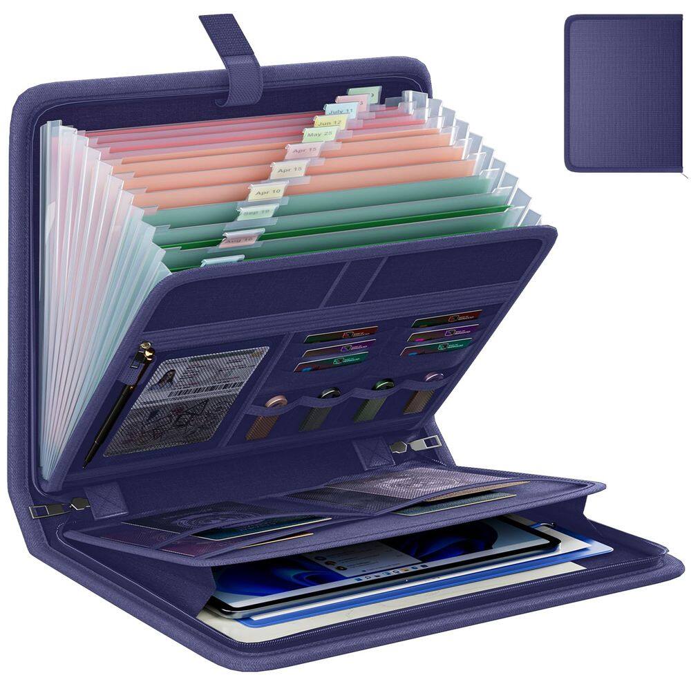 Organizador de arquivos de acordeão Huolewa à prova de fogo, impermeável, azul