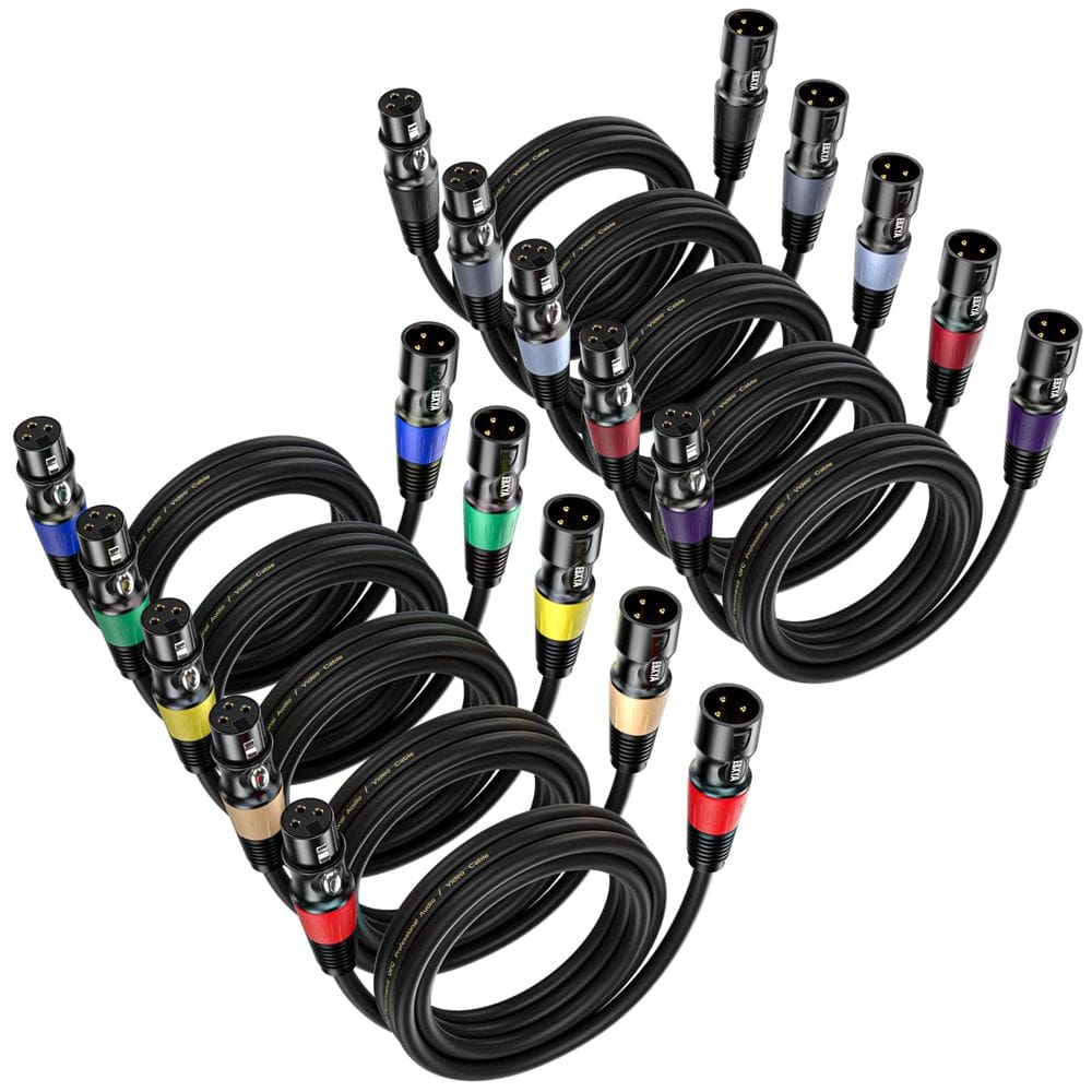 Cabos XLR EBXYA, pacote de 6 pés e 10 - microfone de 3 pinos macho para fêmea