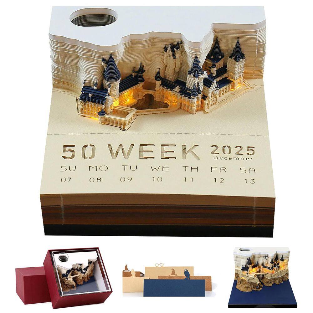 Calendário Memo Pad SIWEME 3D Magic Castle 2025 com luz