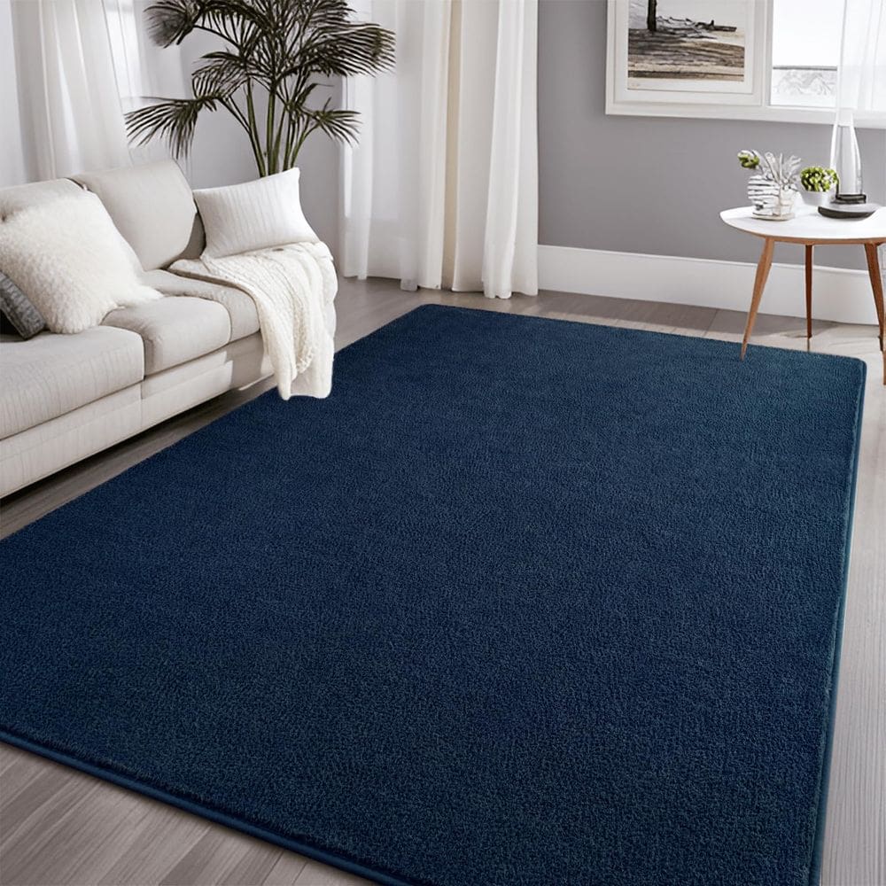 Tapete Area Larhom Nuttumico Soft 120x180cm de algodão azul marinho