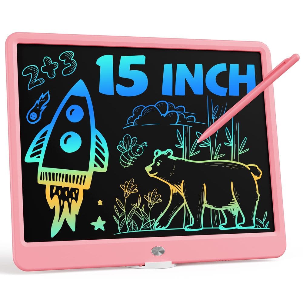 Tablet de escrita LCD Bravokids de 15 polegadas para crianças de 3 anos, rosa