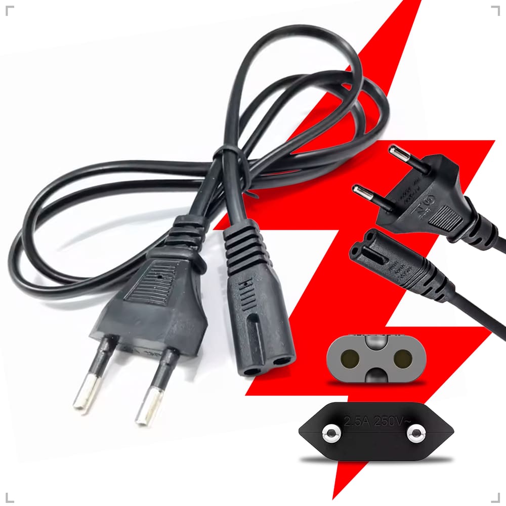 Cabo de Força Energia Bipolar Tipo 8 Rádio Tv Impressora PS4 PS3 PS2 Game Monitor Notebook JB L