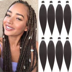 Braiding Hair Zoewan, marrom escuro, pré-esticado, 60 cm, 8 pacotes