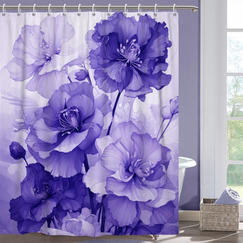 Cortina de chuveiro Uiiooazy Purple Rose Floral 183x183cm