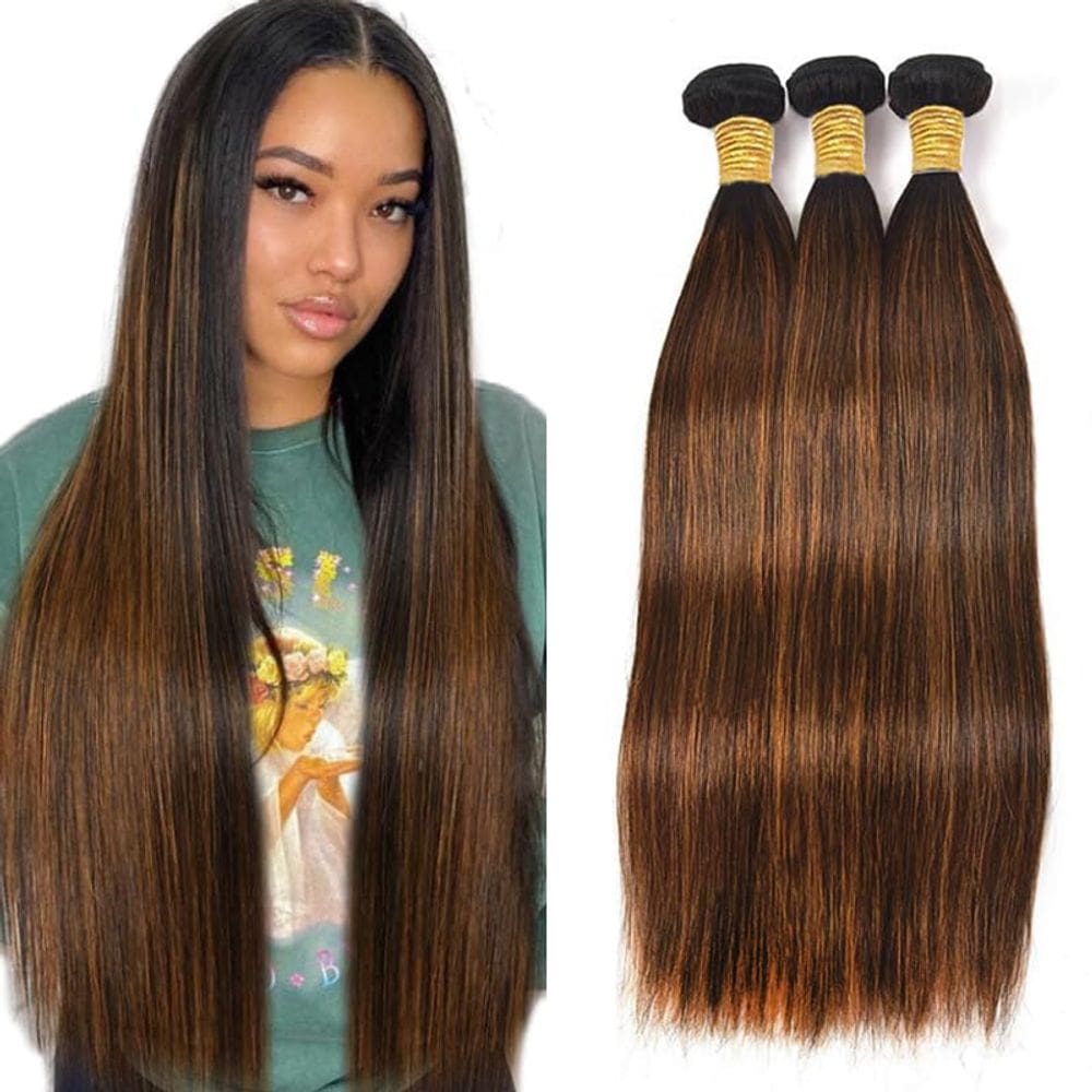 Hair Weave Freiuoke Highlight Hair Straight Human Hair 3x 71cm