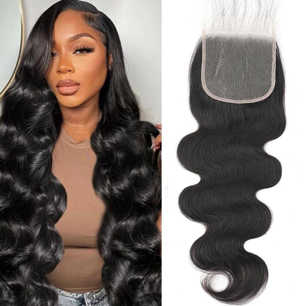 Fecho: AUTTO Body Wave 5x5 HD, transparente, 45 cm, cabelo humano