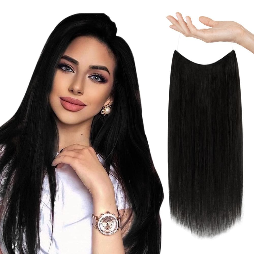 Extensões de cabelo Halo Sunny Real Human Hair Jet Black 22cm