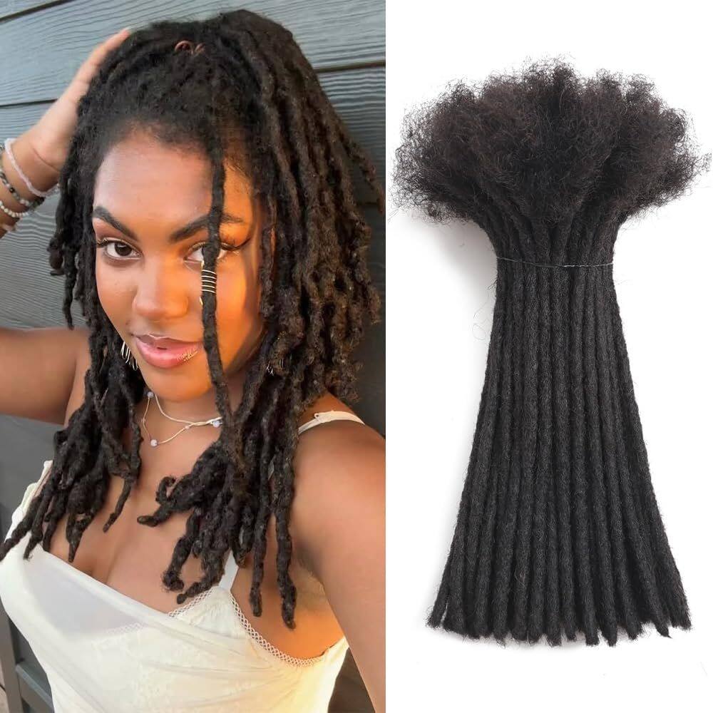 Extensões Dreadlock Bangxunk Human Hair 30 fios 8cm 1B