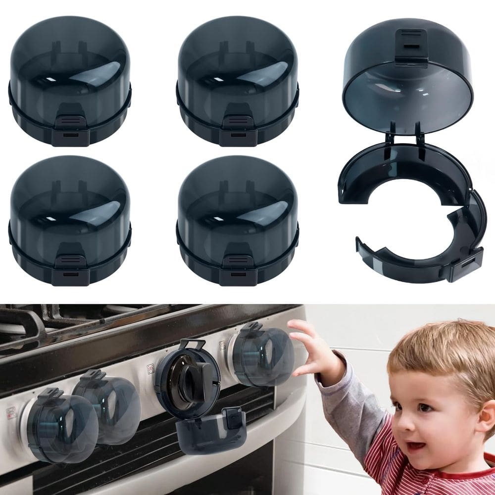 Capas de segurança Stove Knob Axfvd Baby Proofing, pacote com 5 unidades, pretas