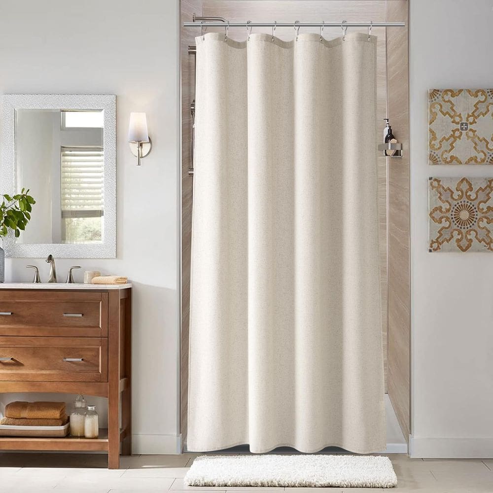 Cortina de chuveiro Naturoom 107x183cm Tecido ultra grosso de linho