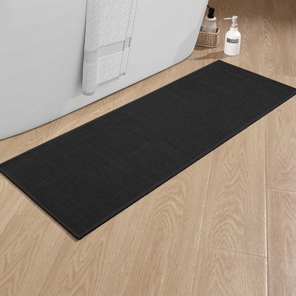 Tapete de banho chakme Ultra Thin, antiderrapante, 120x43cm, preto